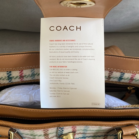 Vintage Coach Tattersall Wool Tweed Plaid Handbag (NWT) Multi Color Plaid - Picture 8 of 10